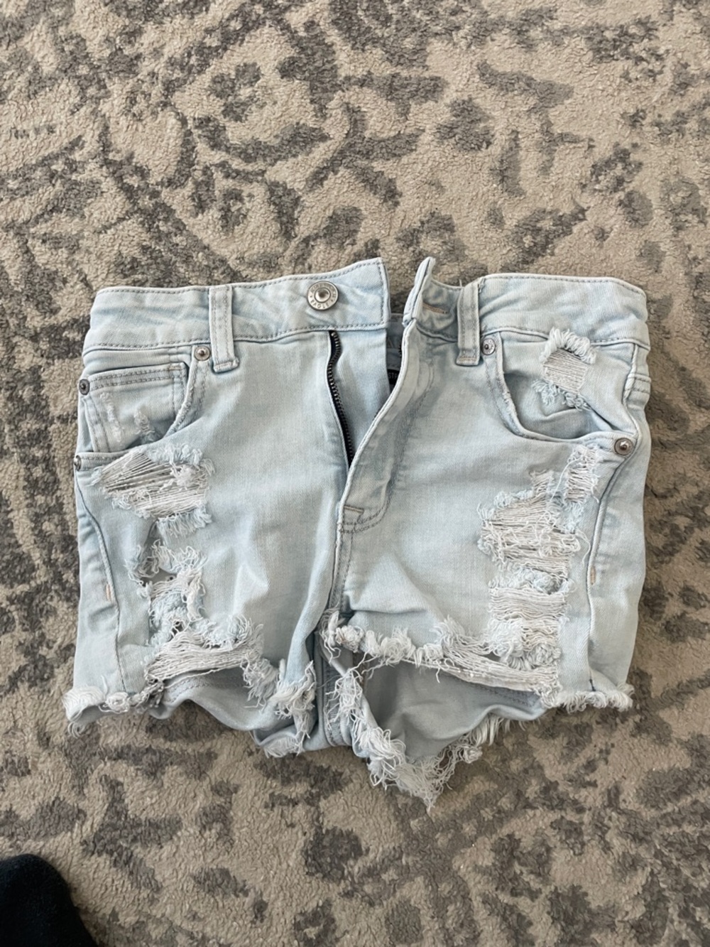 American Eagle Outfitters Light Blue Distressed Denim Shorts